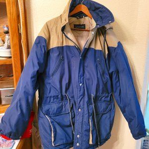 Carl Michaels lined hooded winter coat, blue, Men's Size Large